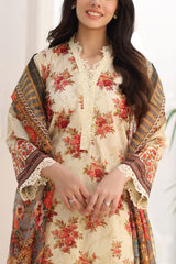 UAE-3 Piece Printed Lawn Suit with Zari Dupatta