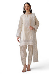 UAE-3 Piece Embroidered Lawn Suit with Chiffon Dupatta