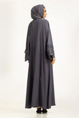 UAE-Viscose Georgette Embroidered Abaya With Embroidered Scarf IPAB-22137