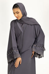 UAE-Viscose Georgette Embroidered Abaya With Embroidered Scarf IPAB-22137