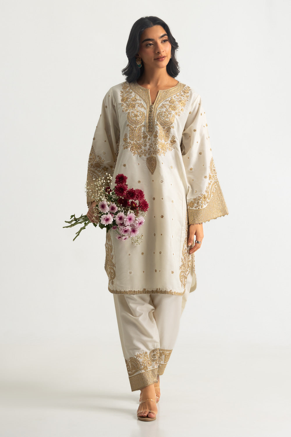 UAE-Viscose Raw Silk Embroidered Co-Ord Set