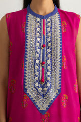UAE-Viscose Raw Silk Printed Shirt And Gharara With Embroidered