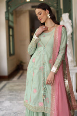 UAE-3 Piece Embroidered Lawn Suit with Chiffon Dupatta
