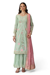 UAE-3 Piece Embroidered Lawn Suit with Chiffon Dupatta