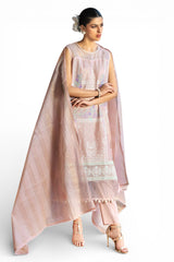 UAE-3 Piece Embroidered Dobby Suit with Borders and Zari Dupatta FE-52024