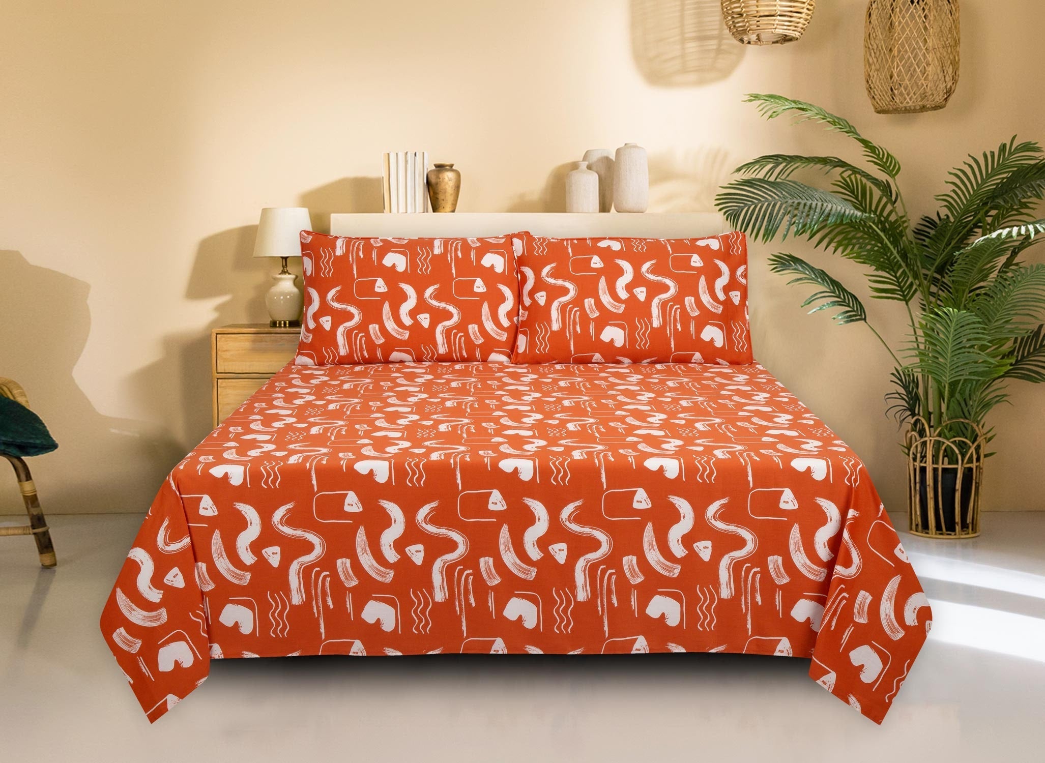 Abstract Sheet Set Multi Abstract T-200 Bed Sheet Set | Gul Ahmed - uae.gulahmedshop.com
