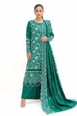 UAE -3 Piece Unstitched Embroidered Acrylic Suit with Embroidered Acrylic Dupatta AP-42010