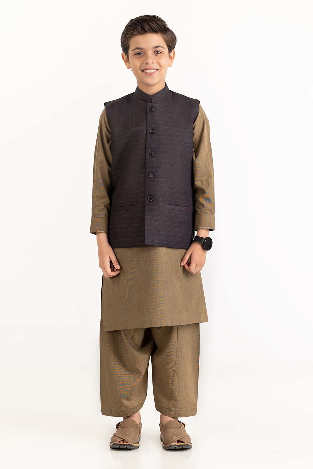 UAE-Brown Stylized Waist Coat KWC-PD23-003