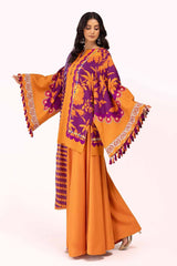 UAE -3 Piece Unstitched Embroidered Corduroy Suit with Printed Cotton Net Dupatta CD-42008