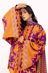 UAE -3 Piece Unstitched Embroidered Corduroy Suit with Printed Cotton Net Dupatta CD-42008