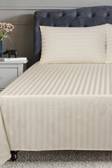 UAE -Cream Stripe Satin T-250 Bed Sheet Set 22B
