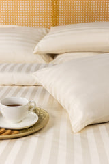 UAE -Cream Stripe Satin T-250 Bed Sheet Set 22B