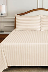 UAE-Cream Stripe Satin T-250 Bed Sheet Set 25