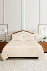 UAE-Cream Stripe Satin T-250 Bed Sheet Set 25