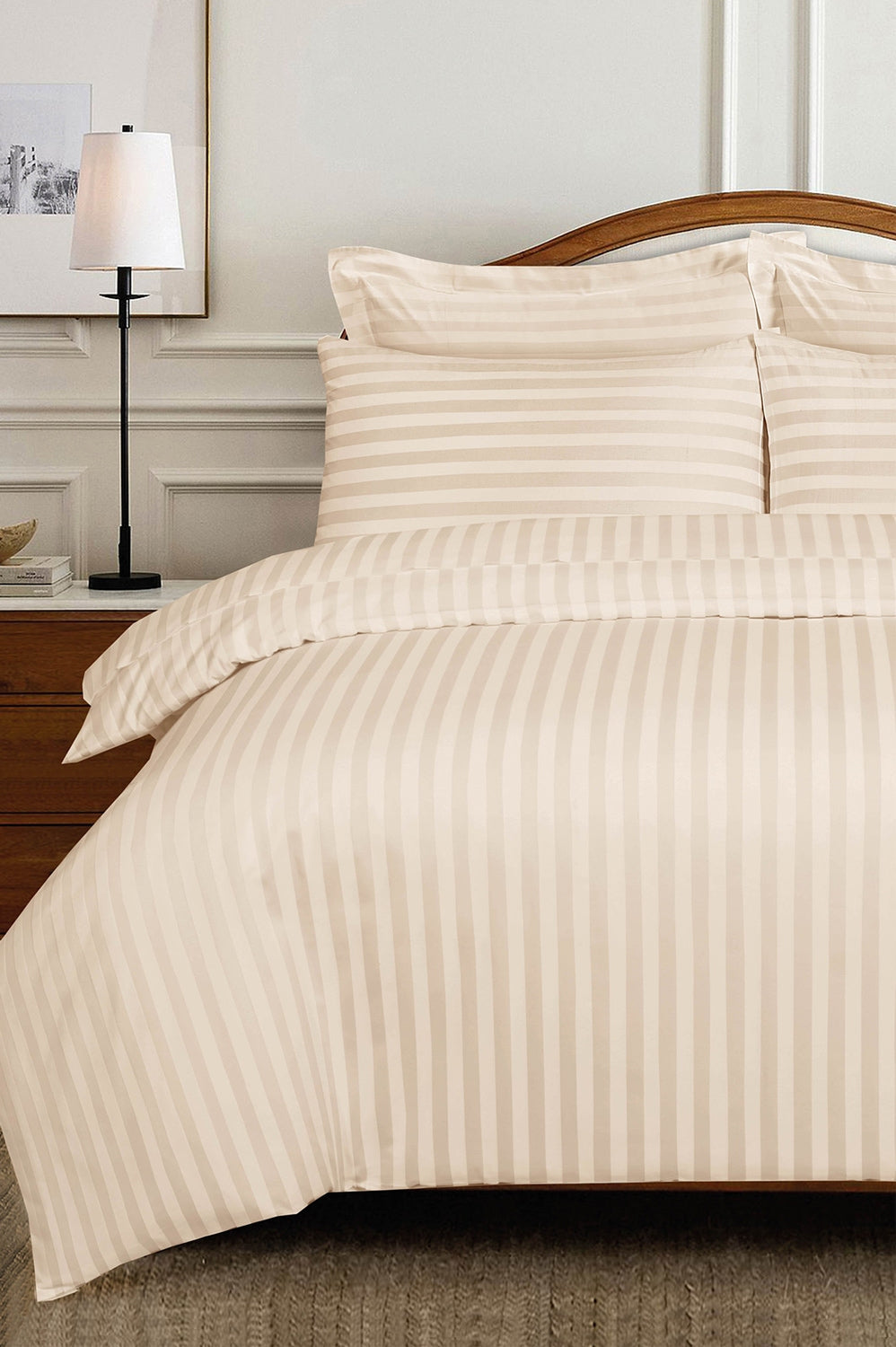 UAE-Cream Stripe Satin T-250 Quilt Cover Set 25