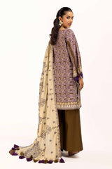UAE -3 Piece Unstitched Embroidered Cotail Suit with Printed Twill Cotton Linen Dupatta CV-42009