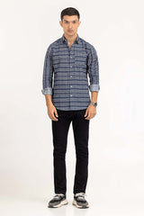 UAE -Dark Blue Printed Casual Shirt CS-PRT22-006