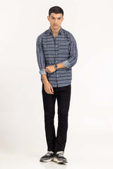 UAE -Dark Blue Printed Casual Shirt CS-PRT22-006