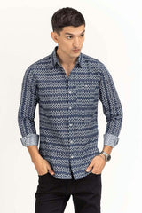 UAE -Dark Blue Printed Casual Shirt CS-PRT22-006