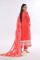 UAE -3 Piece Unstitched Embroidered Lawn Suit with Printed Denting Lawn Dupatta DN-42045