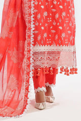 UAE -3 Piece Unstitched Embroidered Lawn Suit with Printed Denting Lawn Dupatta DN-42045