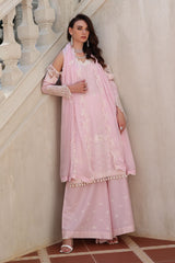 UAE -3 Piece Unstitched Embroidered Lawn Suit with Embroidered Chiffon Dupatta PM-52043