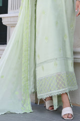 UAE -3 Piece Unstitched Embroidered Paper Cotton Suit with Embroidered Chiffon Dupatta PM-52030