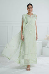 UAE -3 Piece Unstitched Embroidered Paper Cotton Suit with Embroidered Chiffon Dupatta PM-52030