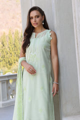 UAE -3 Piece Unstitched Embroidered Paper Cotton Suit with Embroidered Chiffon Dupatta PM-52030