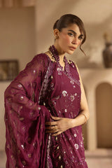 UAE -3 Piece Unstitched Embroidered Chiffon Suit with Embroidered Chiffon Dupatta LE-52014