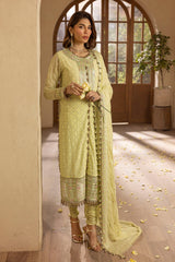 UAE -3 Piece Unstitched Embroidered Chiffon Suit with Embroidered Chiffon Dupatta LE-52003