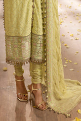 UAE -3 Piece Unstitched Embroidered Chiffon Suit with Embroidered Chiffon Dupatta LE-52003