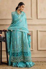 UAE -3 Piece Unstitched Embroidered Chiffon Suit with Embroidered Chiffon Dupatta LE-52005