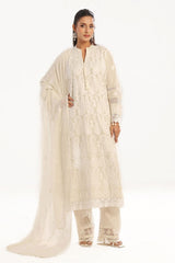 UAE -3 Piece Unstitched Embroidered Lawn Suit with Embroidered Chiffon Dupatta PM-52055