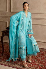 UAE -3 Piece Unstitched Embroidered Swiss Voile Suit with Embroidered Chiffon Dupatta LSV-52005