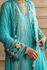 UAE -3 Piece Unstitched Embroidered Swiss Voile Suit with Embroidered Chiffon Dupatta LSV-52005