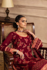 UAE -3 Piece Unstitched Embroidered Swiss Voile Suit with Embroidered Chiffon Dupatta LSV-52022