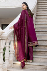 UAE -3 Piece Unstitched Embroidered Lawn Suit with Embroidered Chiffon Dupatta FE-52100