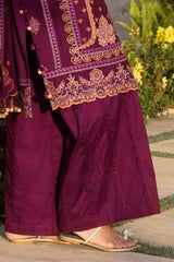 UAE -3 Piece Unstitched Embroidered Lawn Suit with Embroidered Chiffon Dupatta FE-52100