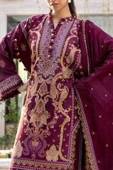 UAE -3 Piece Unstitched Embroidered Lawn Suit with Embroidered Chiffon Dupatta FE-52100