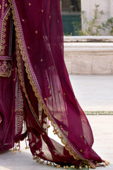 UAE -3 Piece Unstitched Embroidered Lawn Suit with Embroidered Chiffon Dupatta FE-52100