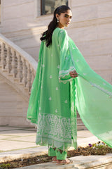 UAE -3 Piece Unstitched Embroidered Lawn Suit with Embroidered Chiffon Dupatta FE-52101