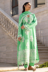 UAE -3 Piece Unstitched Embroidered Lawn Suit with Embroidered Chiffon Dupatta FE-52101