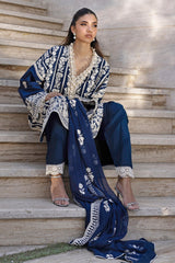 UAE -3 Piece Unstitched Embroidered Lawn Suit with Embroidered Chiffon Dupatta FE-52102