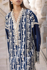 UAE -3 Piece Unstitched Embroidered Lawn Suit with Embroidered Chiffon Dupatta FE-52102