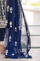 UAE -3 Piece Unstitched Embroidered Lawn Suit with Embroidered Chiffon Dupatta FE-52102
