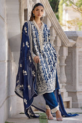 UAE -3 Piece Unstitched Embroidered Lawn Suit with Embroidered Chiffon Dupatta FE-52102