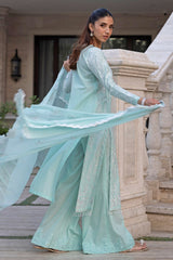UAE -3 Piece Unstitched Embroidered Lawn Suit with Embroidered Chiffon Dupatta FE-52103