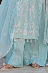 UAE -3 Piece Unstitched Embroidered Lawn Suit with Embroidered Chiffon Dupatta FE-52103