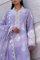 UAE -3 Piece Unstitched Embroidered Lawn Suit with Embroidered Chiffon Dupatta FE-52108